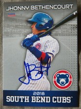 Chicago Cubs Jhonny Bethencourt Signed 2018 Choice South Bend Cubs Auto Card