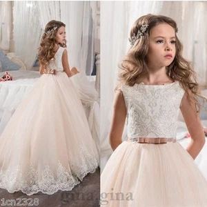 Kids Girls Party Prom Event Princess Occasion Wedding Flower Dress Dropped Gown - Picture 1 of 7