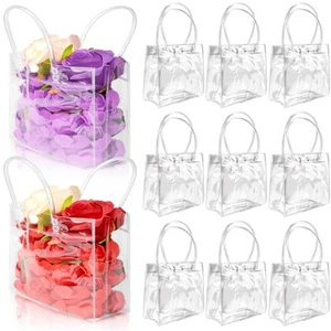 24 Stück Mini Klar Geschenktüten mit Griff, 5,9" x 6,3" x 2,8", Klein Transparent... - Bild 1 von 7