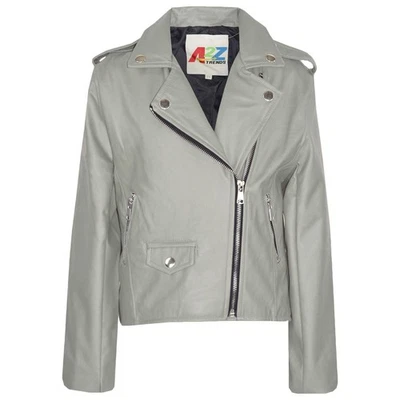 Chaqueta De Cuero PU Impermeable Gris Plateado Para Niñas De 5 A 13 Años - Imagen 1 de 2