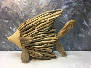 FISH Driftwood Art Hand Made Unique Wall Hanging/Tabletop Beach House Nautical - Picture 1 of 13