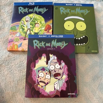 Rick and Morty Season 1+3+4 Blu Ray (no codes) LOT W~SLIPS ! Adult Swim - Image 1 of 4