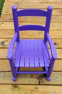 Rocking Chair Wooden Little Girl's Toddler Child Purple Color Wood - Picture 1 of 9
