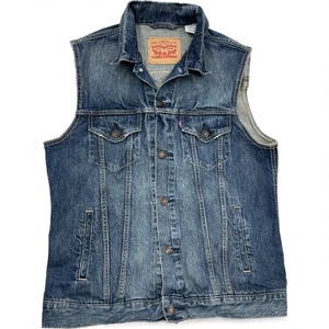 Levi's Denim Jean Blue Trucker Vest Jacket Men's Size Large  NO IMPORT FEES - Bild 1 von 10