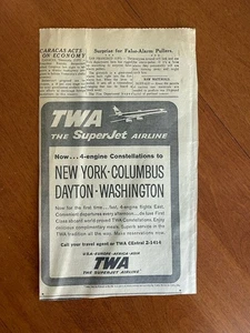 TWA Airlines Super Jet Airlines 1961 Newspaper Ad Clipping South Bend Indiana - Picture 1 of 5