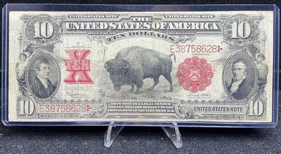 ¡Billete de Estados Unidos 1901 de $10 BISONTE GRANDE tamaño legal! Z124 Foto 1 de 2
