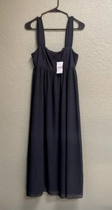 NEW NWT FOREVER 21 Black CHIFFON PARTY Midi Wide Straps Dress Empire Size L - Picture 1 of 5