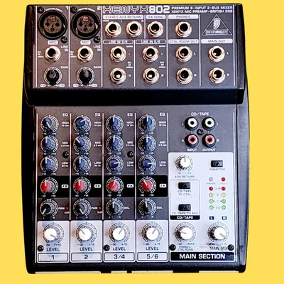 UNTESTED BEHRINGER XENYX 802 MIXER 8-CHANNEL ANALOG 2 BUS MIC PREAMPS STREAMING - Image 1 of 4
