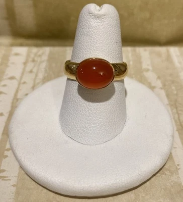 Anillo Sundance Catálogo Oro Vermeil Banda Más Gruesa Ónix Rojo Piedra Ovalada Talla 7 Foto 1 de 4