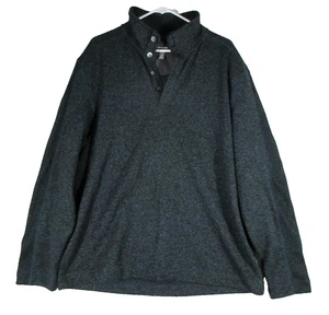 Van Heusen Mens Mock Neck Button-Up Pullover Sweatshirt Size XL Blue/Black - Picture 1 of 6