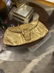 Vintage Gold Leather Suede Marshall Fields Clutch Purse No Strap - Picture 1 of 16