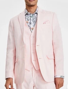 Giacca blazer tuta uomo Bar Ill slim fit 38R rosa chiaro nuova 100% lino - Foto 1 di 8