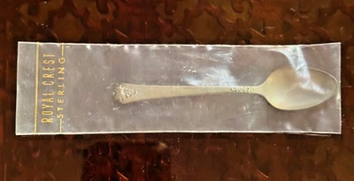 Sterling Silver Baby Feeding Spoon, Vtg Royal Crest Castle Rose, Sealed Sleeve - Image 1 of 4
