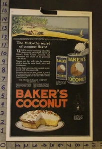 1920 BAKERS COCONUT NAUTICAL TROPIC PALM FOOD KITCHEN HOME DECOR ART AD XW84 - Picture 1 of 1