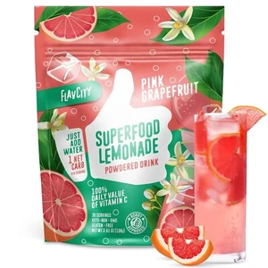 FlavCity Superfood lemonade pink Grapefruit powdered Drink, 30 servings - Picture 1 of 7