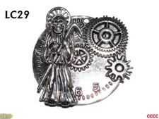 Steampunk badge brooch death grim reaper time has come silver clock watch  #LC29