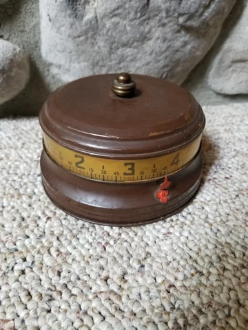 Antique Working HERMAN LUX Mystery Rotary Tape Measure Table Clock 1930's Cover