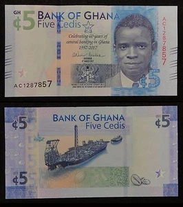 Ghana 5 Cedis 2017 UNC, Celebrating of 60 Years of Central Banking in Ghana - Picture 1 of 1