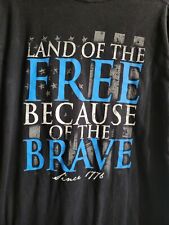 Mens Nine Line Shirt Land Of The Free Because Of The Brave SIZE TAG FADED