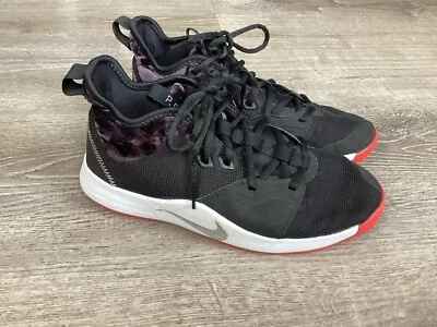 Nike Youth Paul George PG 3 Size 6.5Y Black Velour Bred Boys Basketball Shoes - Image 1 of 4