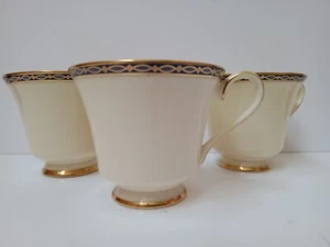 3x Minton St James Tea Cups Only, Cobalt Blue Gold Gilt Trim - Picture 1 of 9