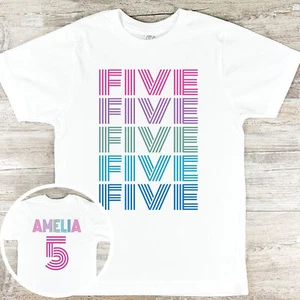 Personalized 5th Birthday Shirt for Girl, Custom Girls Fifth Birthday, 2072 - Picture 1 of 9
