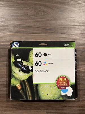 NEW SEALED Genuine HP 60 Black & Tricolor Ink Combo Ink Cartridge Exp July 2015 - Image 1 of 3