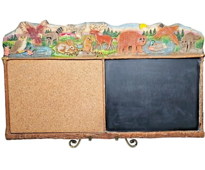 VTG Al Pisano Country Carver Chalkboard Cork Activity Board Rustic Wildlife HTF - Image 1 of 4