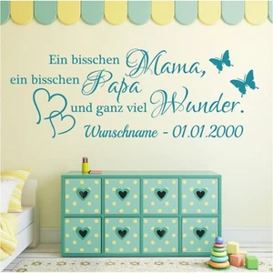 Wandtattoo Geburt Sprüche Ein bisschen Mama Papa Kinderzimmer Wunschname - Bild 1 von 12