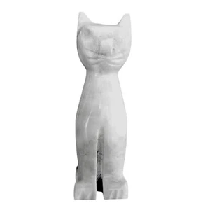 Cat Table Sculpture White Marble H 12Cm - Picture 1 of 3