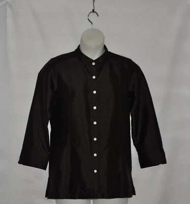 Jaqueta Linea by Louis Dell'Olio Faux Shantung gola redonda tamanho 8 café expresso - Imagem 1 de 2