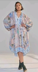 ANTHROPOLOGIE Dress Plus Size 1X Cressida Midi Floral Metallic Handkerchief Hem - Picture 1 of 18