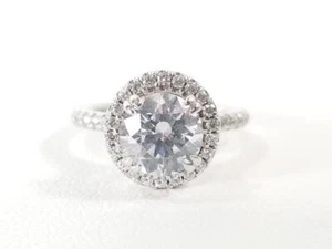 14K Weißgold 2 3/4 ctw Zirkonia Halo Verlobungsring Gr. 4 (AM1045296) - Bild 1 von 8