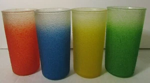 Vintage Drinking Glass Tumblers rubber Coated w Non-Slip texture bright colors - Picture 1 of 3