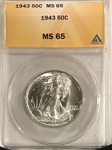 1943 50C Walking Liberty Half Dollar MS65 ANACS - Bild 1 von 2