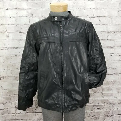 BKE Mens M Vegan Faux Leather Moto Jacket Athletic Fit Zip Up Biker BUCKLE - Image 1 of 4