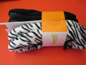 Capelli Velour Slippers, Zebra Print and Black, 2 Pairs, Size X-Small (5-6), NIP - Picture 1 of 3