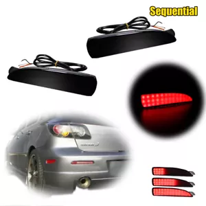For 2004-2008 Mazda 3 Sedan Rear Bumper LED Red Side Marker Signal Lights Lamps - Picture 1 of 10