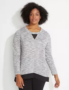 New LANE BRYANT LIVI ACTIVE SPA MESH HEM blouse 10/12 SOFT $55 top - Picture 1 of 4