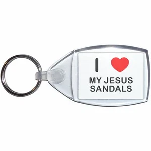 My Jesus Sandals I Love Heart Clear Plastic Key Ring (S, M or L) - Picture 1 of 8