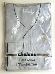Pigiama uomo vintage NUOVO LS "CHELSEA" grande stampa permanente grigio/nero - Foto 1 di 4