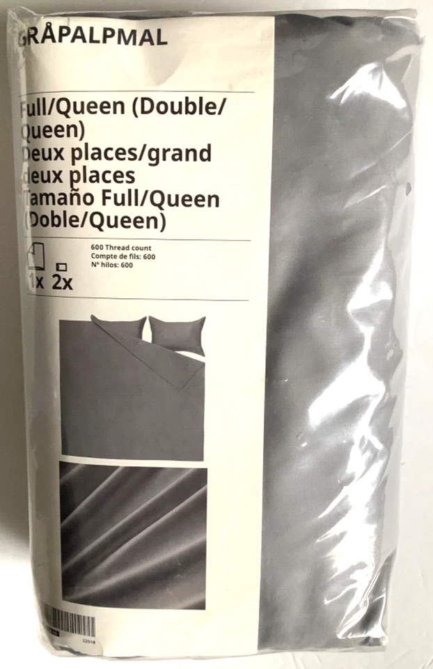 Ikea GRAPALPMAL Full/Queen Duvet cover and pillowcases 600 TC Gray 505.498.55