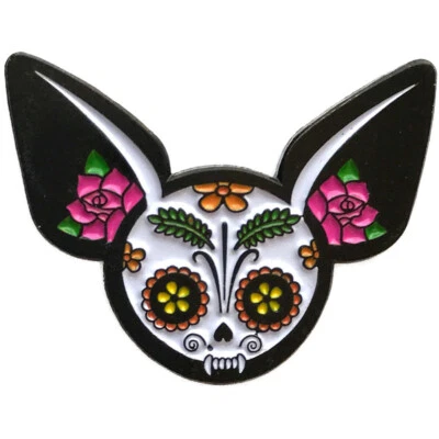 Evilkid Chihuahua Muerta Calavera de Azúcar Perro Esmalte Prendedor Solapa Bolso Nuevo Día Muerto Día Foto 1 de 3