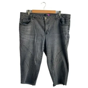Women's Plus Black Gray LYS Denim Stretch Jeans Capri Cutoffs Size 18W - Picture 1 of 5