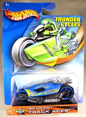 2003 Hot Wheels Thunder Cycles BIFUSION Track Aces Blue-Black w/Blue Spoke Wheel - Image 1 of 4