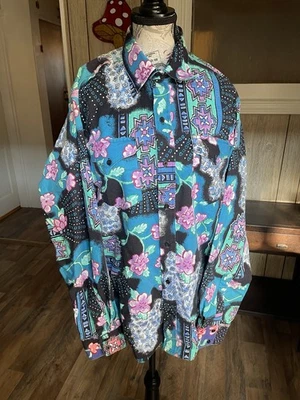 Vintage 80s Ruddock Bros Aztec Bright Southwestern Western Men’s Button up Shirt - Image 1 of 4