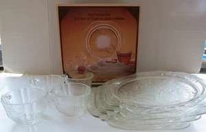 Servizio Set Piatti e Tazze Snack Indiana Glass Collection Trasparente 8pz per 4, 1 Chip - Foto 1 di 17