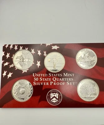 1999-S Silver State Quarters Proof Set (5) • DE PA NJ GA CT • 90% Silver • RAW - Image 1 of 4