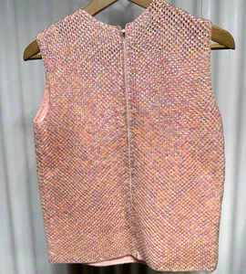 Vintage 50s Gene Shelly Hand Knitted Gold Sequin Cardigan Couture EUC Gr. M - Bild 1 von 8