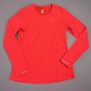 Salomon Womens Long Sleeve Shirt Athletic Running Top Coral Red - Picture 1 of 5